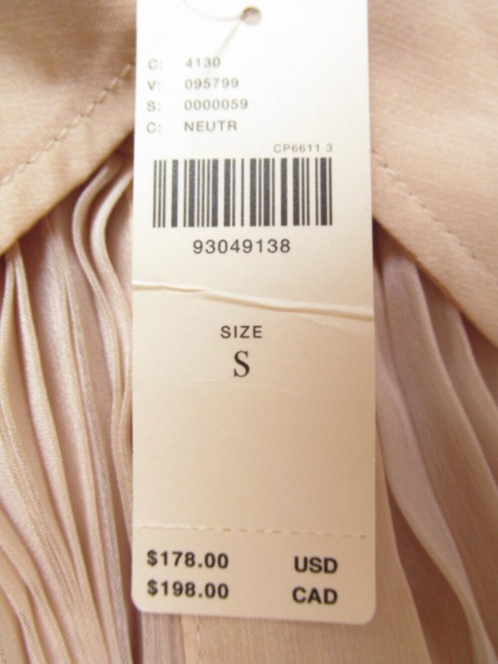 Anthropologie Maeve Long-Sleeve Pleated Mini Shirt Dress Neutral Cream S - Picture 12 of 12